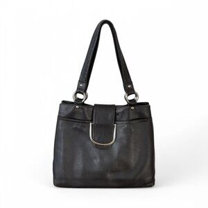 Vintage Perlina New York Dark Brown Leather Shoulder Bag |Classic Everyday Purse